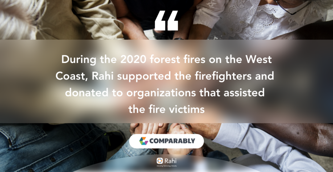 瑞技為2020年美國西岸森林大火的受害者提供捐款和支持